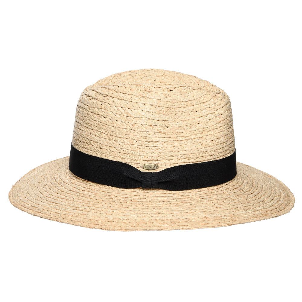 Scala Franie Safari Fedora Hut aus Raffia Stroh - Natur