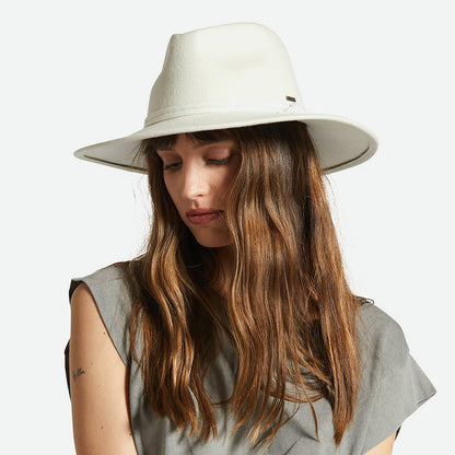 Brixton Joanna Knautschbarer Fedora Hut aus Wollfilz - Cremeweiß