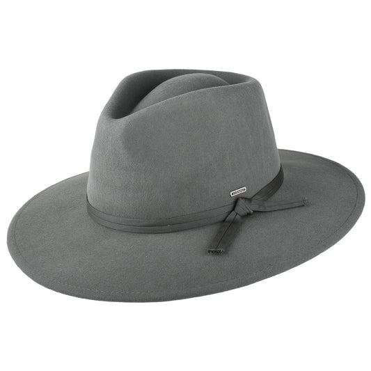 Brixton Joanna Knautschbarer Fedora Hut aus Wollfilz - Dunkelgrau