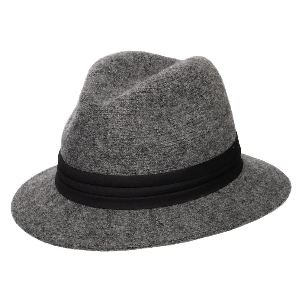 Scala India Knautschbarer Fedora Hut aus Angora Blend - Anthrazit