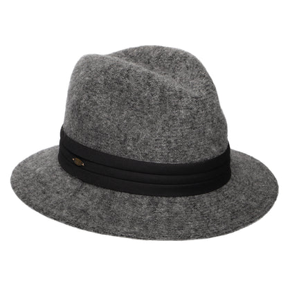 Scala India Knautschbarer Fedora Hut aus Angora Blend - Anthrazit