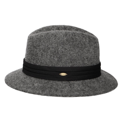 Scala India Knautschbarer Fedora Hut aus Angora Blend - Anthrazit