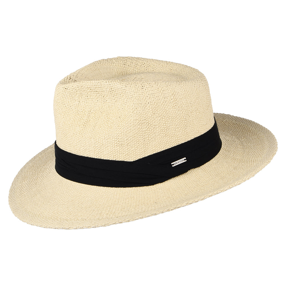 Brixton Sol Fedora Hut aus Toyo Stroh - Natur-Schwarz