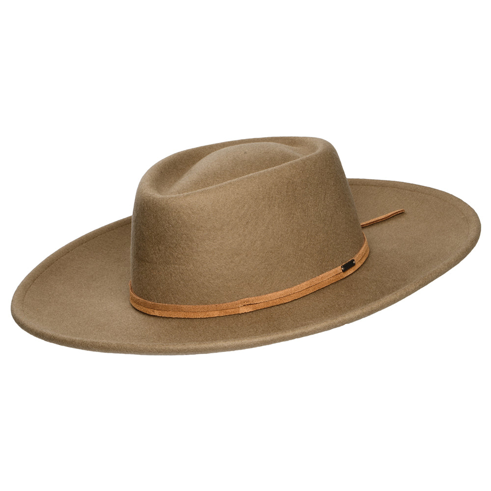 Brixton Brenton Convertabrim Rancher Fedora Hut aus Wollfilz - Hellbraun