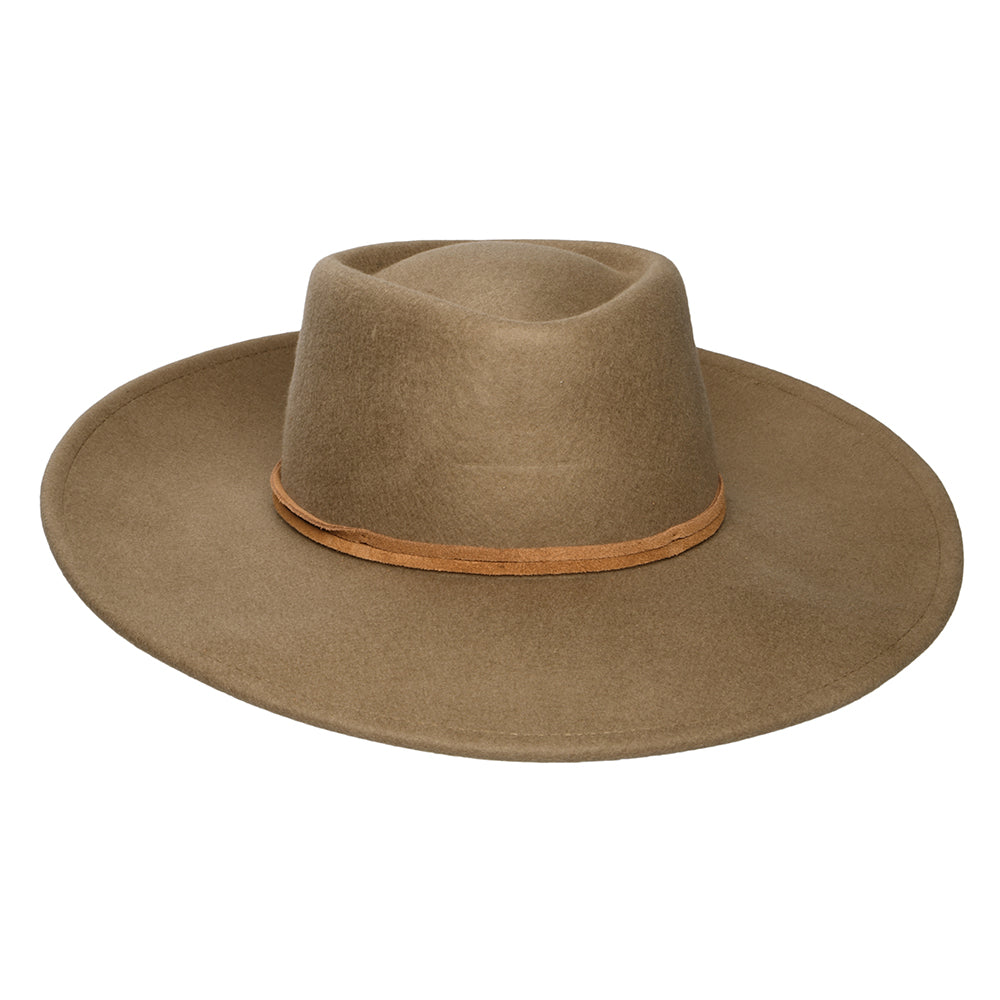 Brixton Brenton Convertabrim Rancher Fedora Hut aus Wollfilz - Hellbraun