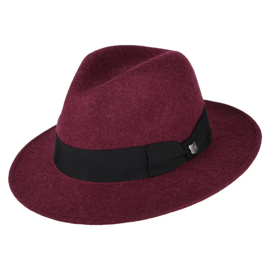 Failsworth Boston Wasserabweisender Fedora Hut Heather aus Wollfilz - Merlot