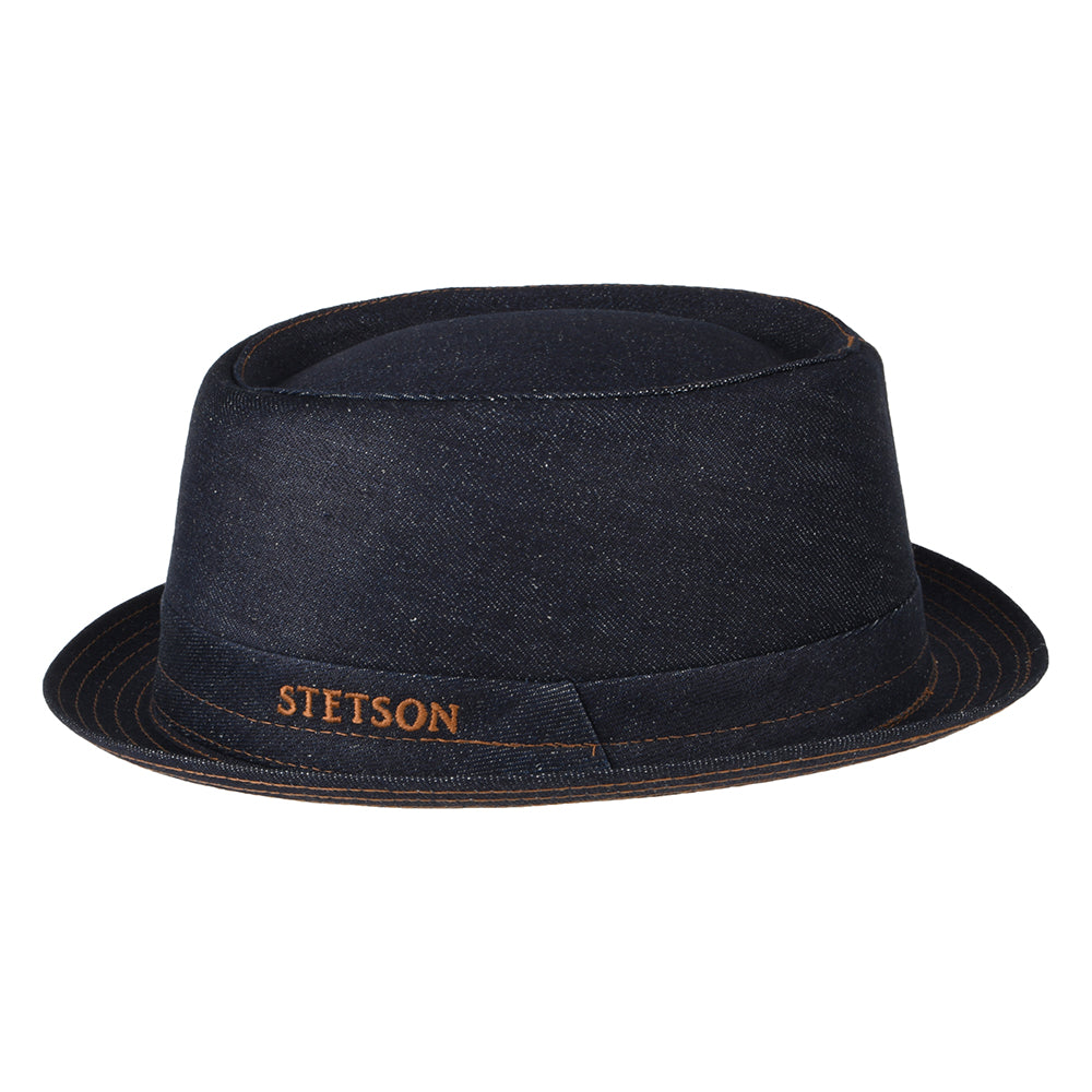 Stetson Denim Pork Pie Hut - Dunkelblau