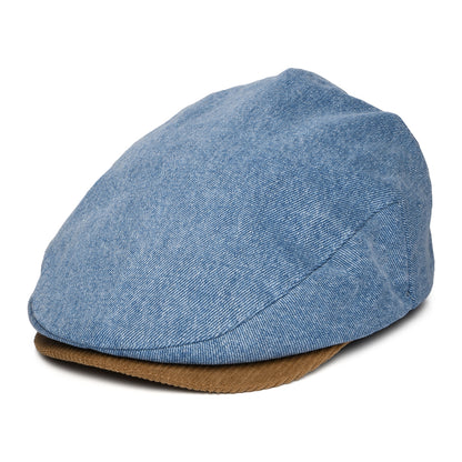 Brixton Hooligan Verwaschener Denim Schiebermütze - Blau-Braun