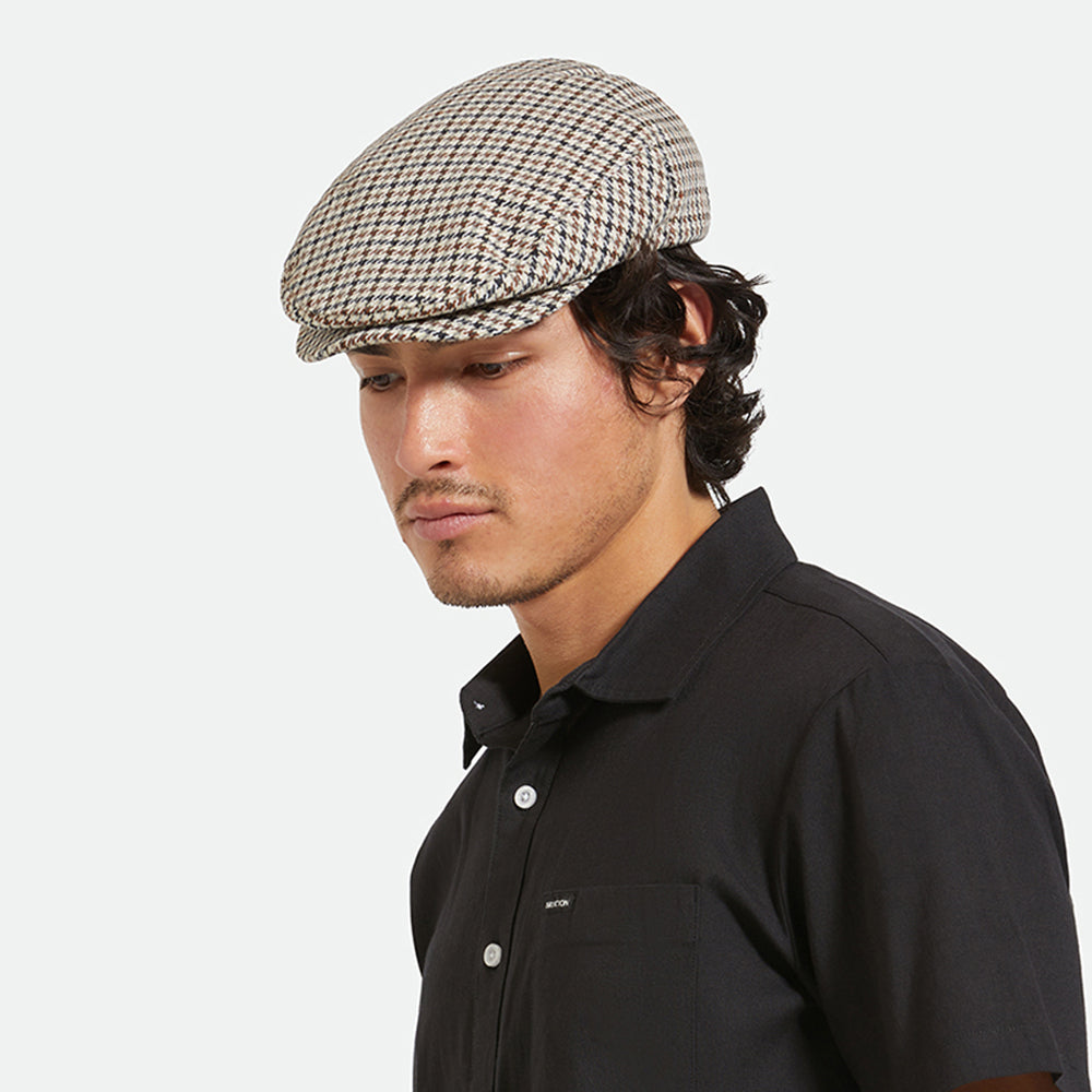 Brixton Hooligan Schiebermütze Houndstooth - Sand-Schwarz-Sepiabraun