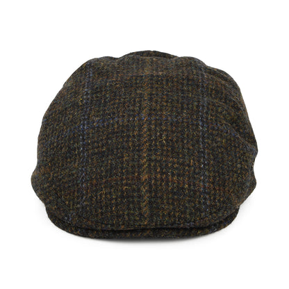 Failsworth Stornoway Harris Tweed Schiebermütze mit Fensterscheibenmuster - Olivgrün-Multi