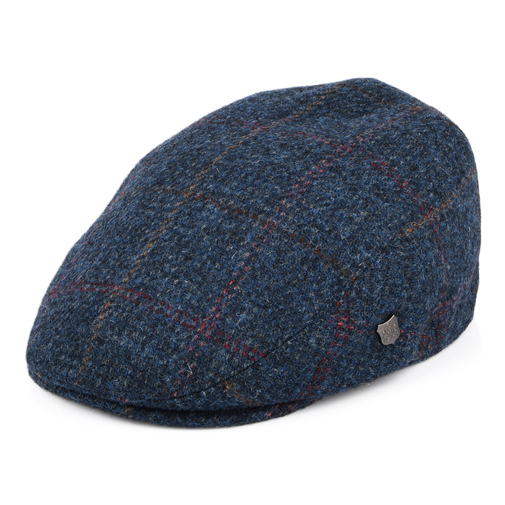 Failsworth Stornoway Harris Tweed Schiebermütze mit Fensterscheibenmuster - Denim-Multi