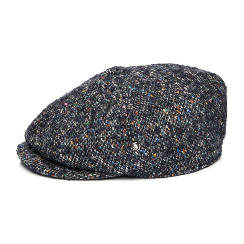 City Sport Deep Fit Donegal Tweed Ballonmütze aus Marl Tweed - Marineblau-Multi