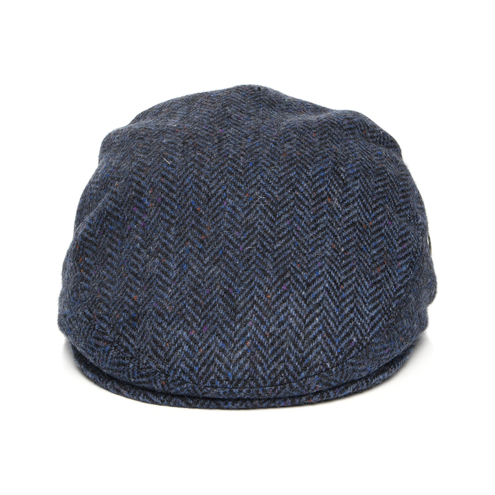 City Sport Donegal Tweed Schiebermütze mit Fischgrätmuster - Marineblau