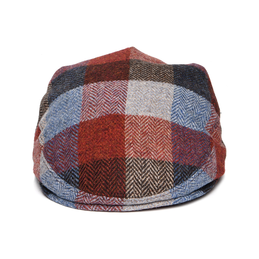 City Sport Donegal Tweed Schiebermütze Herringbone Patch - Blau-Weinrot