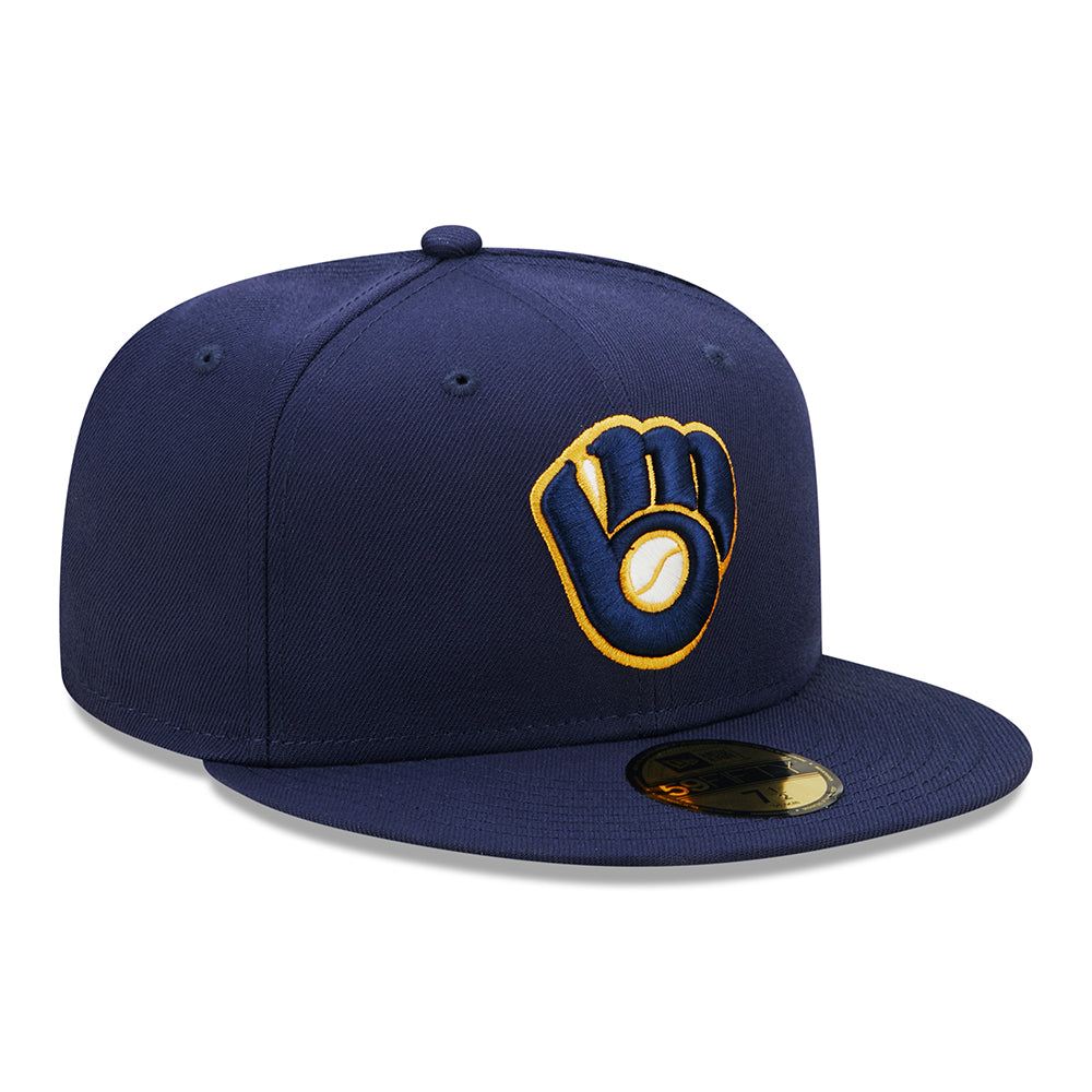 New Era 59FIFTY Milwaukee Brewers Baseball Cap - MLB On Field AC Perf - Marineblau