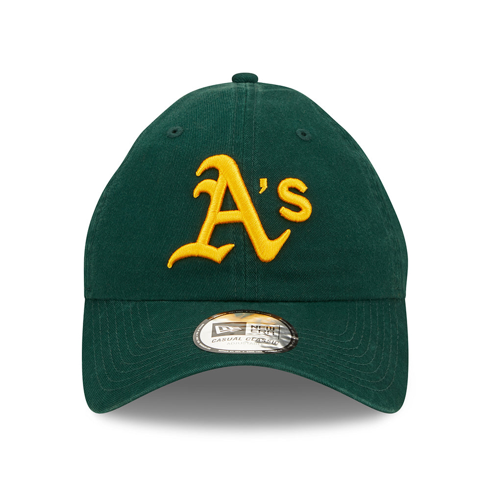 New Era 9TWENTY Oakland Athletics Baseball Cap - MLB League Essential II - Dunkelgrün-Gelb