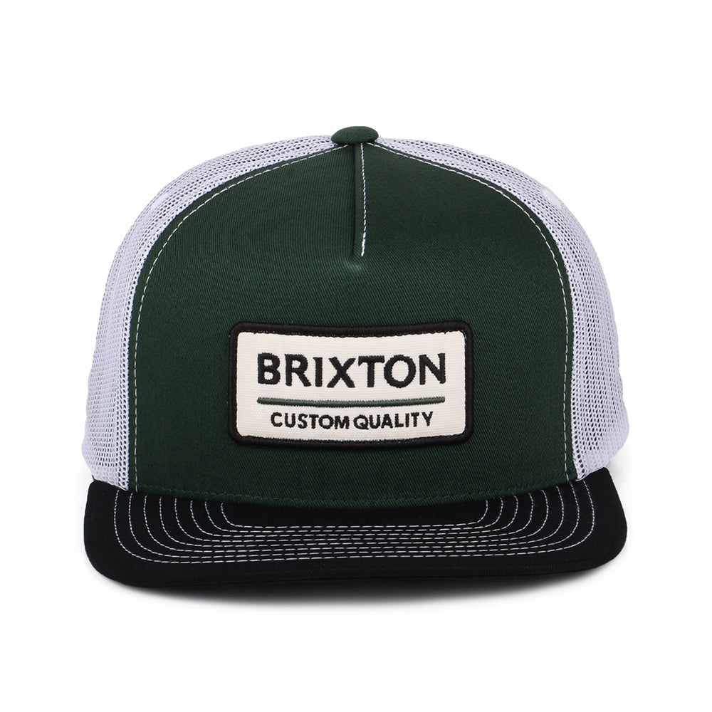 Brixton Palmer Proper MP Trucker Cap - Grün-Verwaschenes Schwarz-Weiß