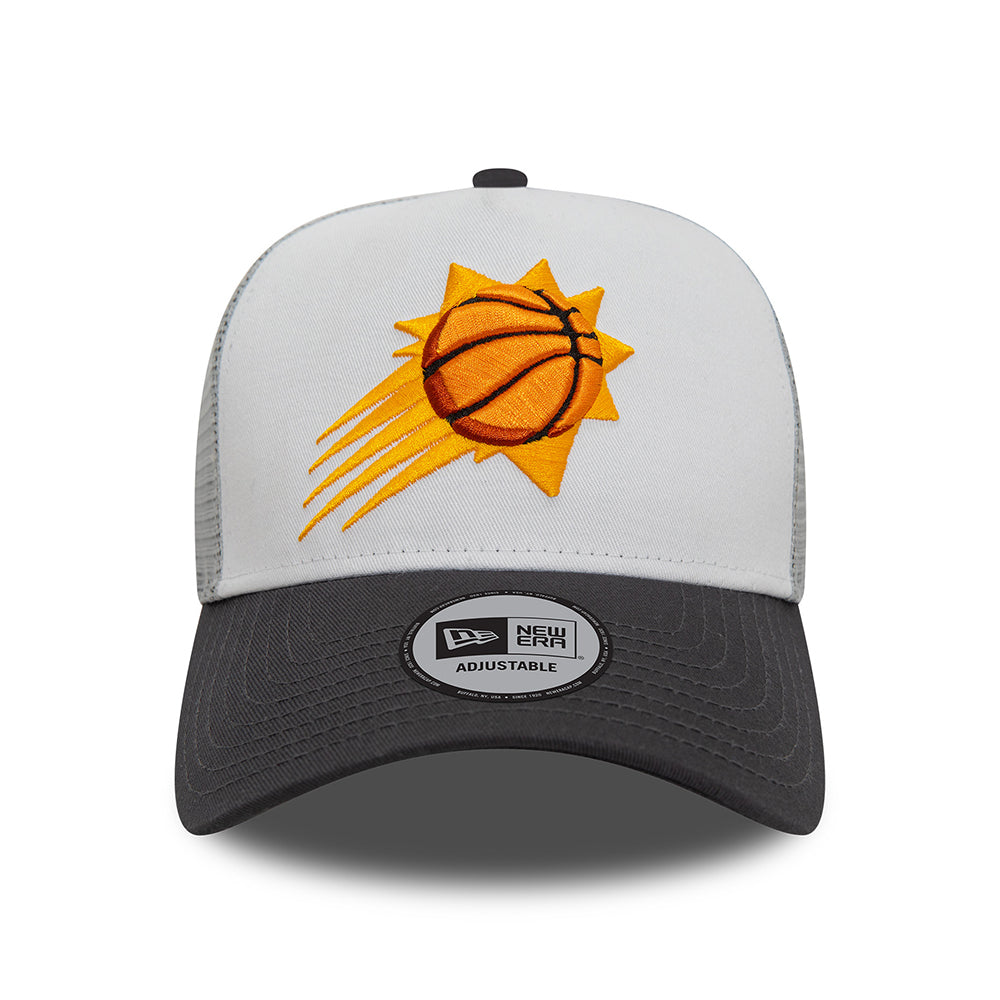 New Era A-Frame Phoenix Suns Trucker Cap - NBA Rear Arch - Grau-Graphitgrau