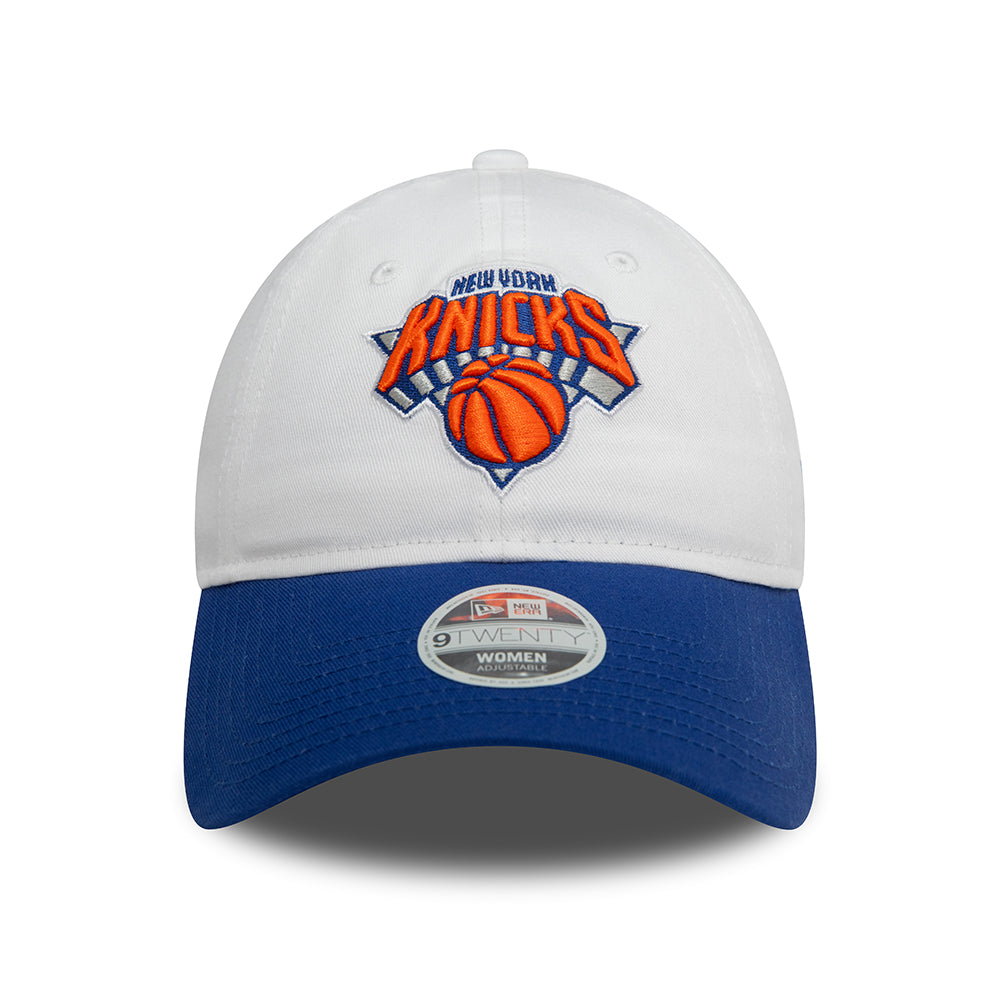 New Era Damen 9TWENTY New York Knicks Baseball Cap - NBA White Crown - Weiß-Königsblau