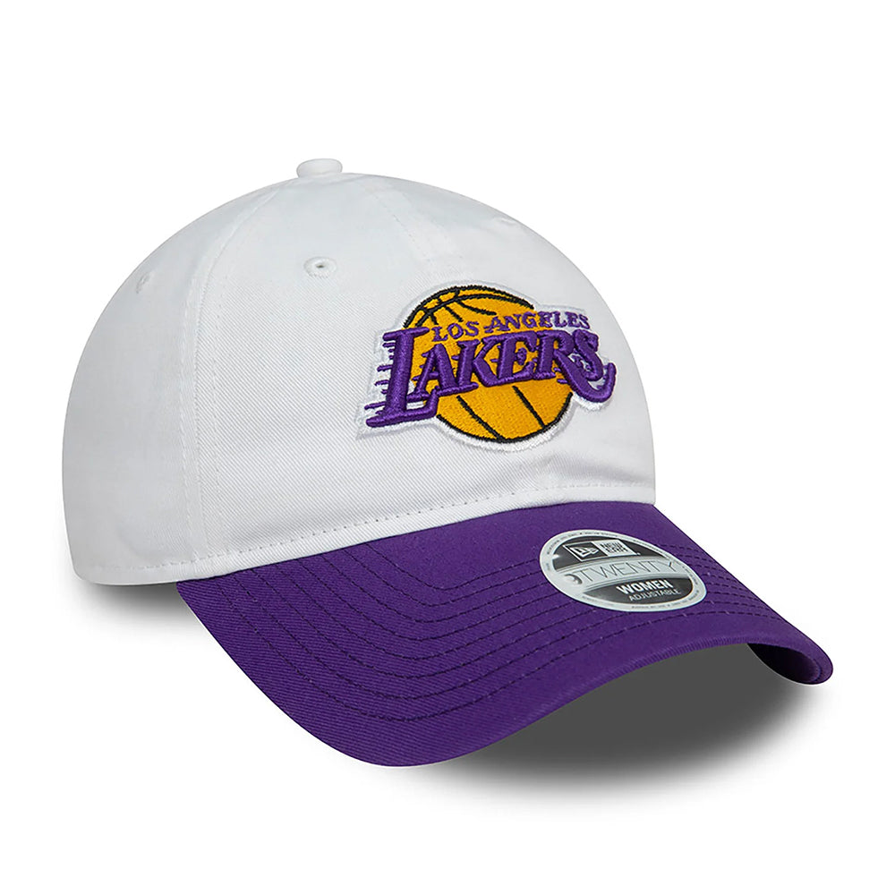 New Era Damen 9TWENTY L.A. Lakers Baseball Cap - NBA White Crown - Weiß-Lila