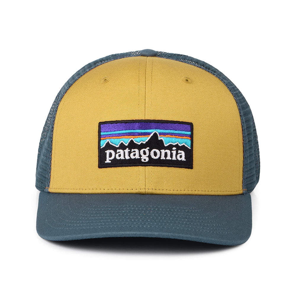 Patagonia P-6 Logo Trucker Cap aus organischer Baumwolle - Senfgelb-Rauchblau