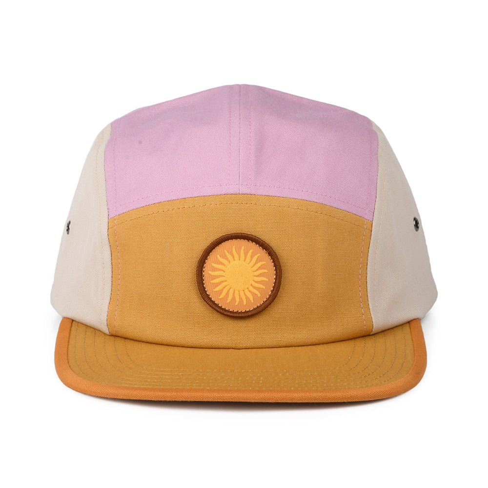 Patagonia Spirited Sun Graphic Maclure 5 Paneelen Cap aus organischer Baumwolle - Senfgelb-Mauve-Hellbraun