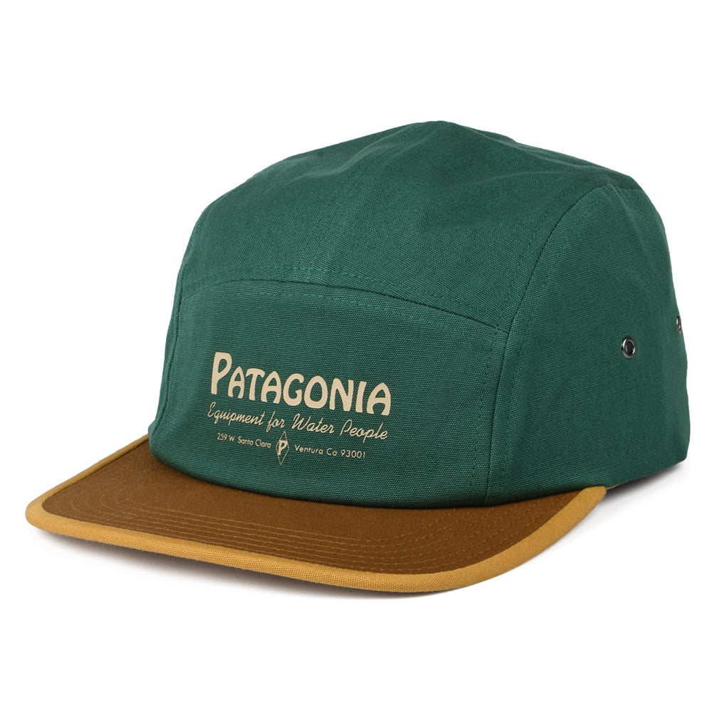 Patagonia Water People Banner Graphic Maclure 5 Paneelen Cap aus organischer Baumwolle - Grün-Senfgelb