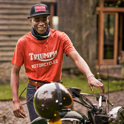 Triumph Motorcycles Straggler mit flachem Visier Baseball Cap aus Baumwolle - Schwarz