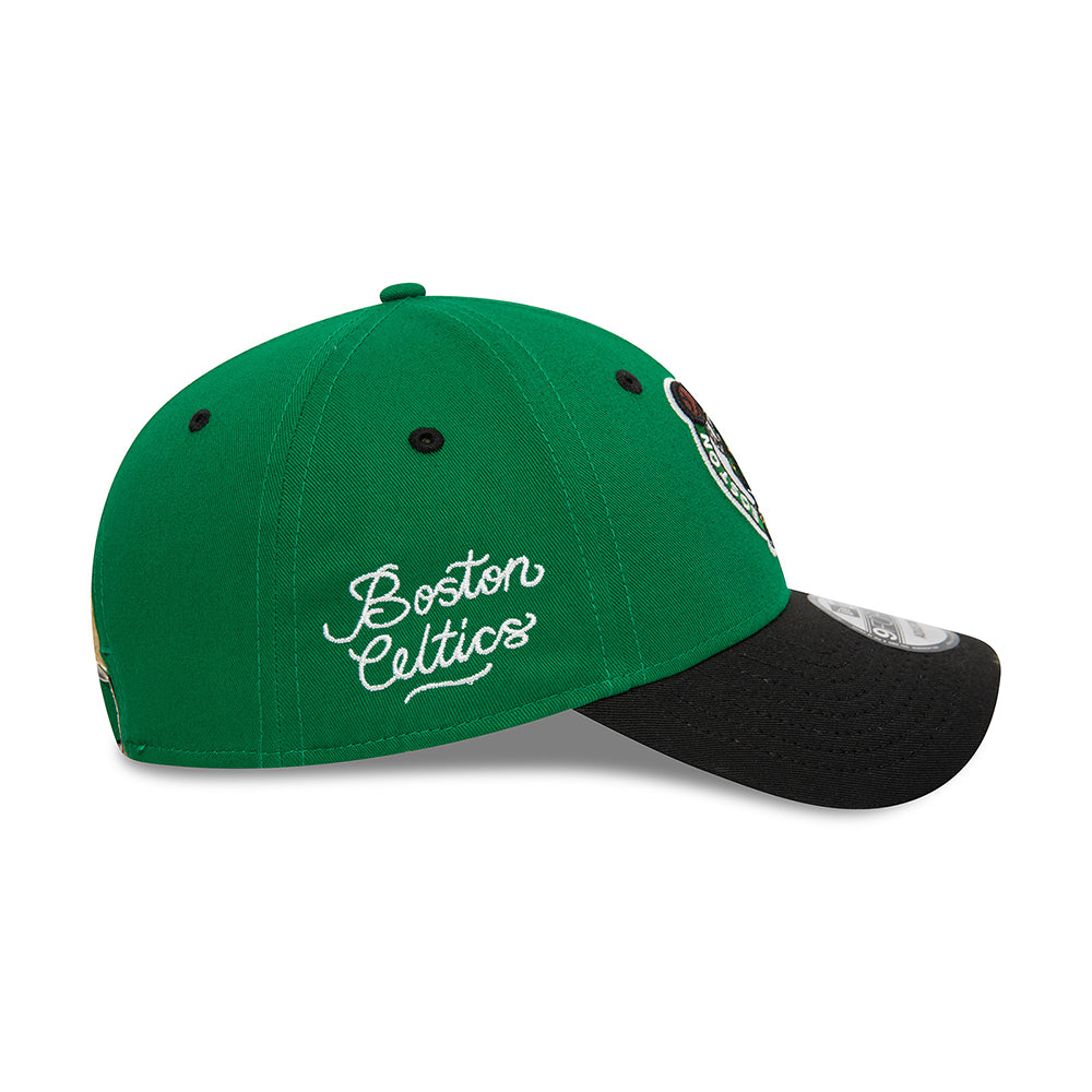 New Era 9FORTY Boston Celtics Baseball Cap - NBA Side Patch - Grün-Schwarz