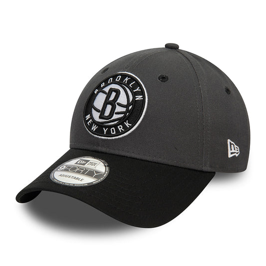 New Era 9FORTY Brooklyn Nets Baseball Cap - NBA Side Patch - Graphitgrau-Schwarz