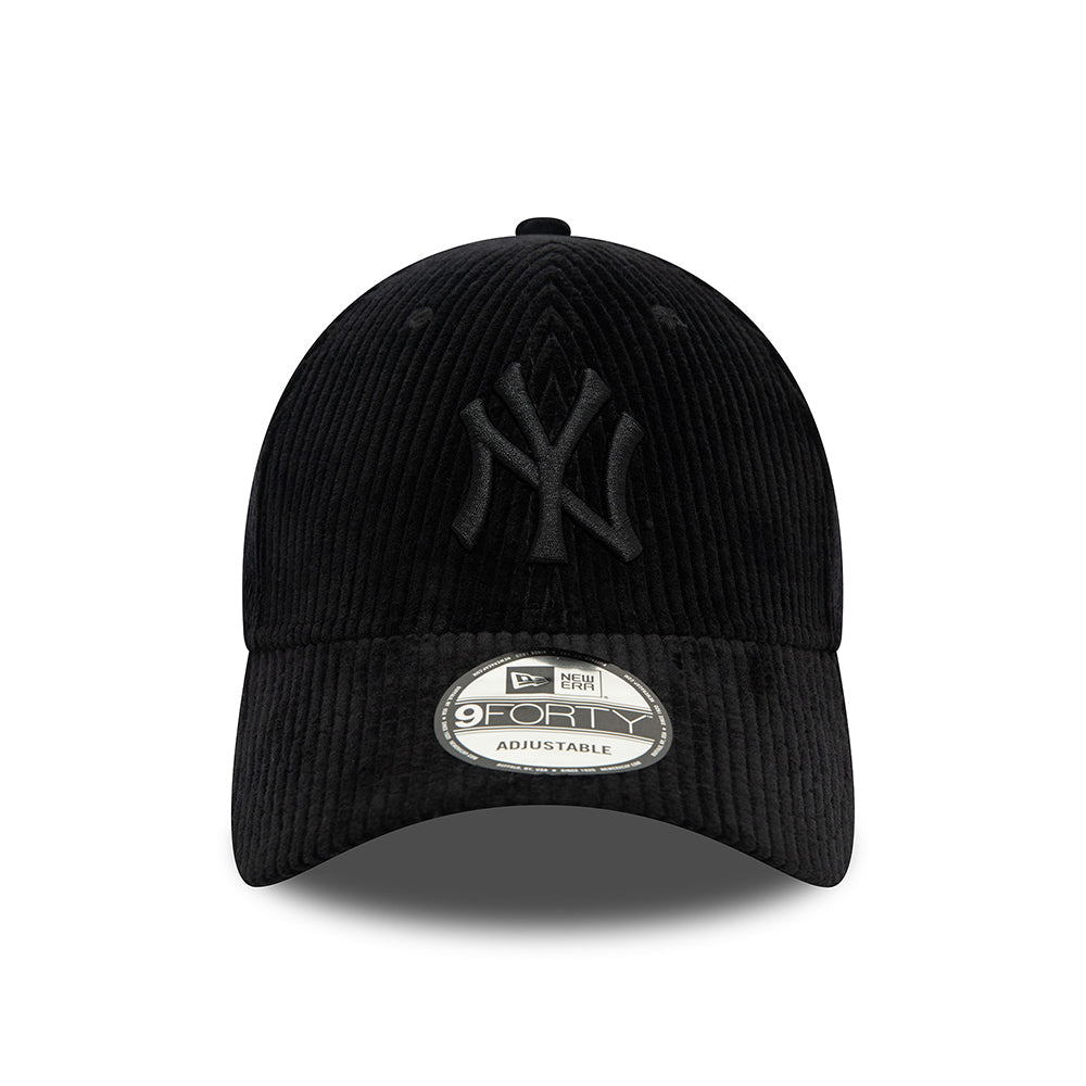 New Era 9FORTY New York Yankees Baseball Cap - MLB Cord - Schwarz auf Schwarz