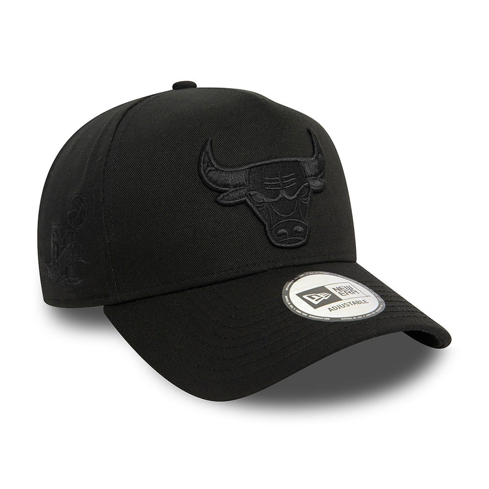 New Era A-Frame Chicago Bulls Snapback Cap - NBA Monochrome - Schwarz auf Schwarz