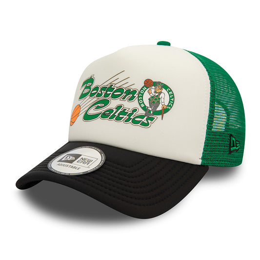 New Era A-Frame Boston Celtics Trucker Cap - NBA Graphic - Cremeweiß-Schwarz-Grün