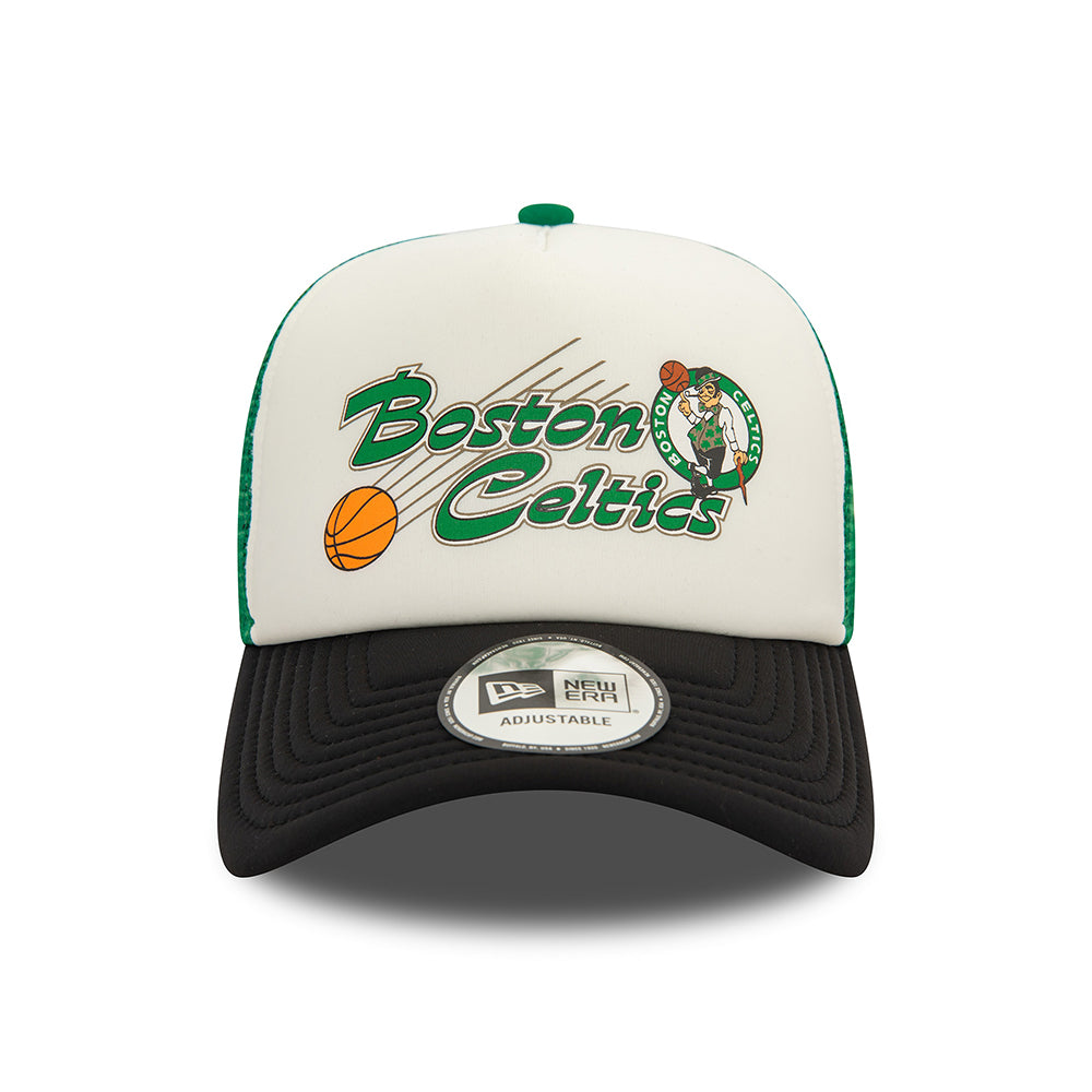 New Era A-Frame Boston Celtics Trucker Cap - NBA Graphic - Cremeweiß-Schwarz-Grün