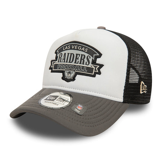 New Era A-Frame Las Vegas Raiders Trucker Cap - NFL Retro Graphic - Weiß-Graphitgrau-Schwarz