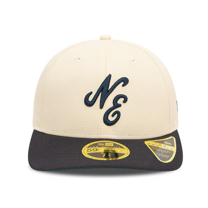 New Era 59FIFTY Low Profile Baseball Cap - NE Heritage Script - Steingrau-Marineblau