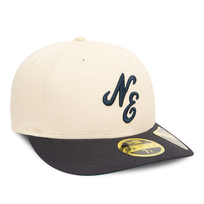 New Era 59FIFTY Low Profile Baseball Cap - NE Heritage Script - Steingrau-Marineblau