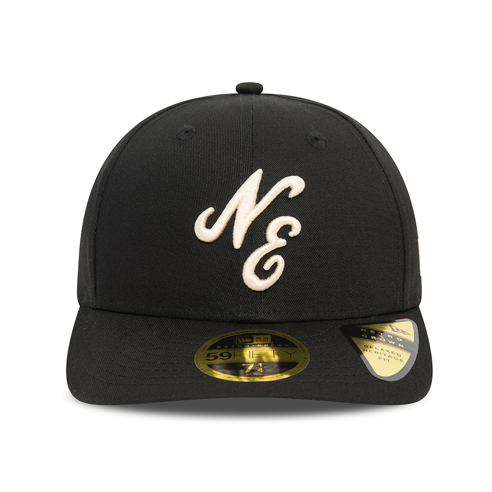 New Era 59FIFTY Low Profile Baseball Cap - NE Heritage Script - Schwarz-Steingrau