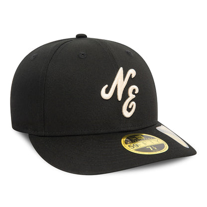 New Era 59FIFTY Low Profile Baseball Cap - NE Heritage Script - Schwarz-Steingrau