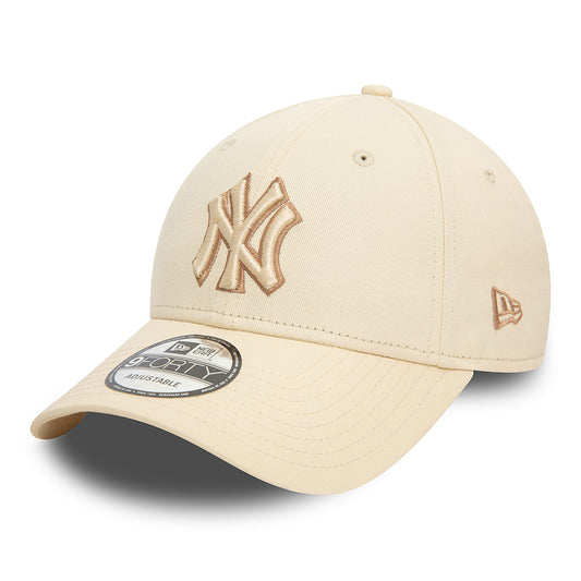 New Era 9FORTY New York Yankees Baseball Cap - MLB Team Outline - Cremefarben-Taupe