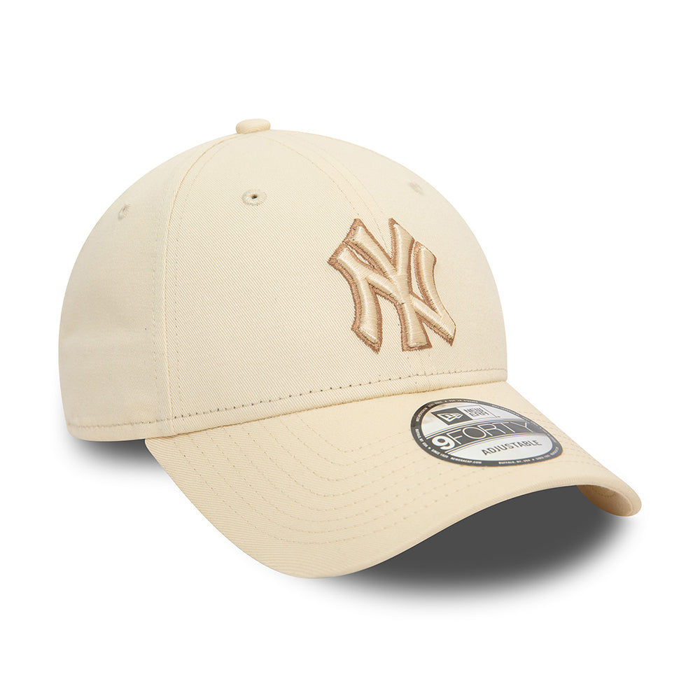 New Era 9FORTY New York Yankees Baseball Cap - MLB Team Outline - Cremefarben-Taupe