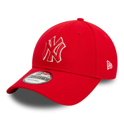 New Era 9FORTY New York Yankees Baseball Cap - MLB Team Outline - Scharlachrot-Weiß