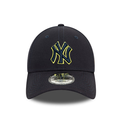 New Era 9FORTY New York Yankees Baseball Cap - MLB Team Outline - Marineblau-Limettengrün