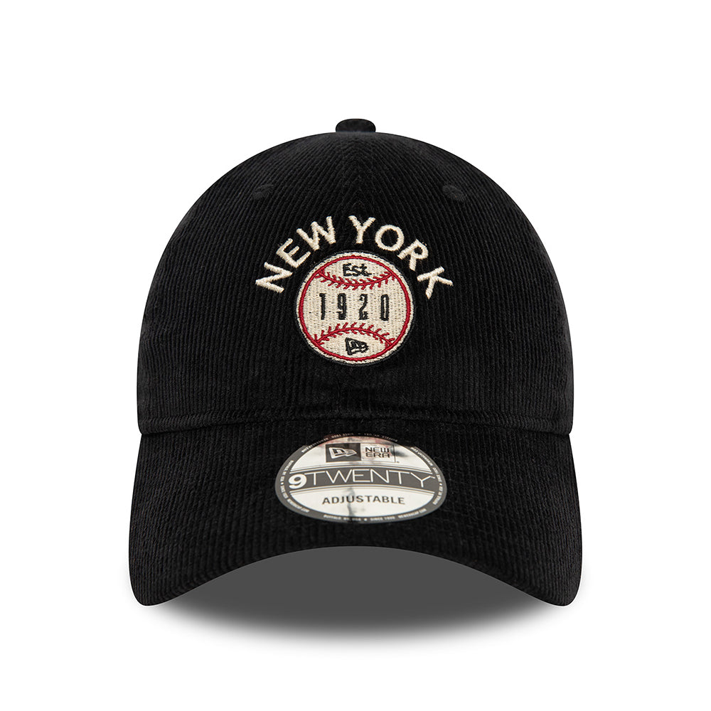 New Era 9TWENTY New York Baseball Cap - NE Cord - Schwarz