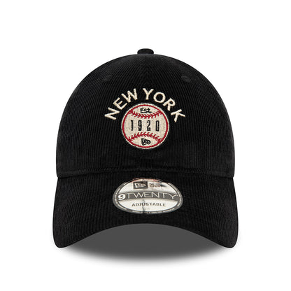 New Era 9TWENTY New York Baseball Cap - NE Cord - Schwarz