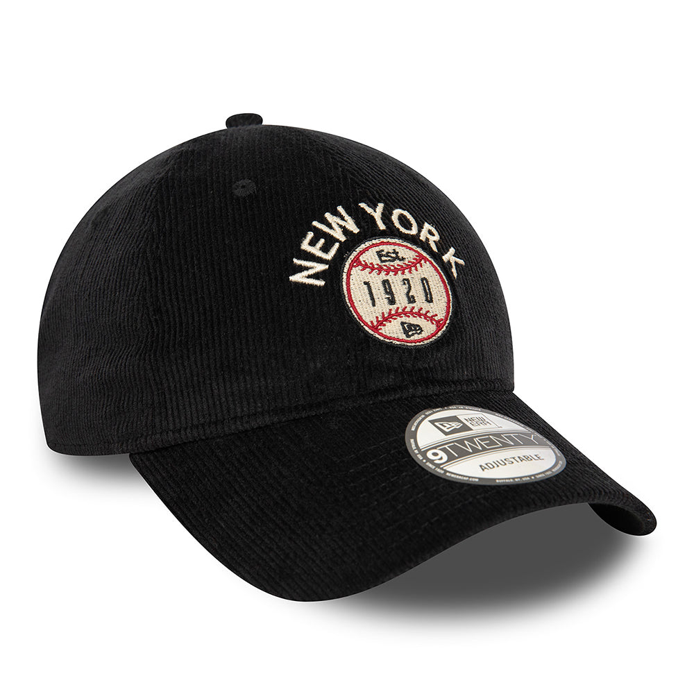 New Era 9TWENTY New York Baseball Cap - NE Cord - Schwarz