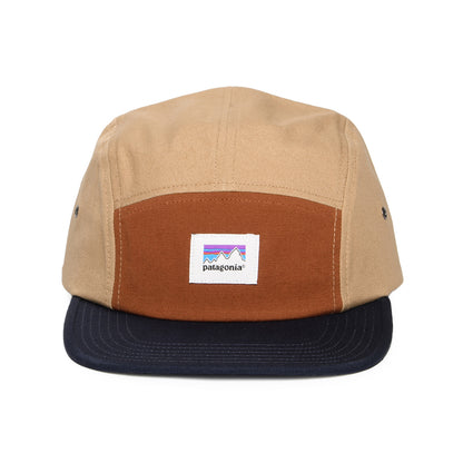 Patagonia Shop Sticker Graphic Maclure 5 Paneelen Cap aus organischer Baumwolle - Braun-Marineblau