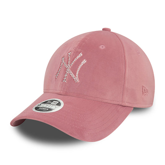 New Era Damen 9FORTY New York Yankees Baseball Cap - MLB Velour Diamante - Rosa