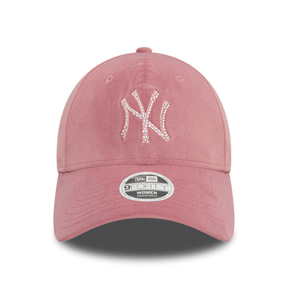 New Era Damen 9FORTY New York Yankees Baseball Cap - MLB Velour Diamante - Rosa