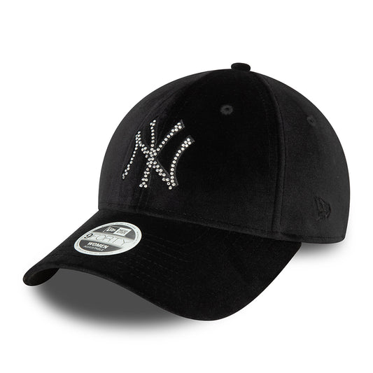 New Era Damen 9FORTY New York Yankees Baseball Cap - MLB Velour Diamante - Schwarz